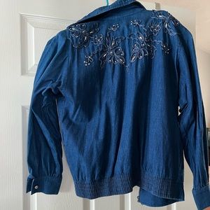 vintage jean jacket with bead embroidery - size small
